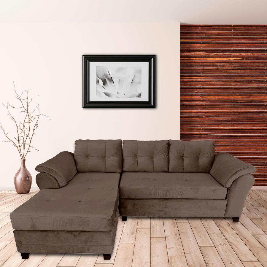 Living Seccional Sami Saieg Felpa Café 260X160X90 cm Izquierda