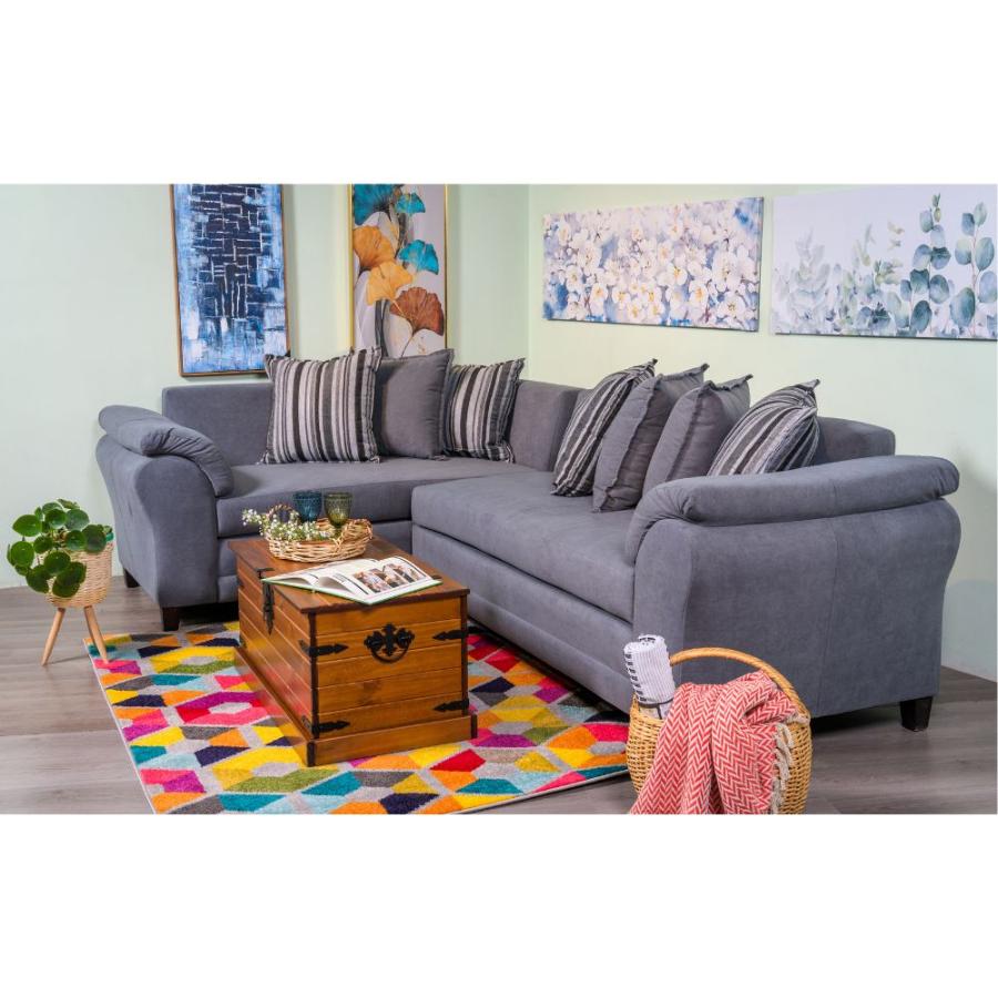 Living Seccional 3 Cuerpos Capri Felpa Gris