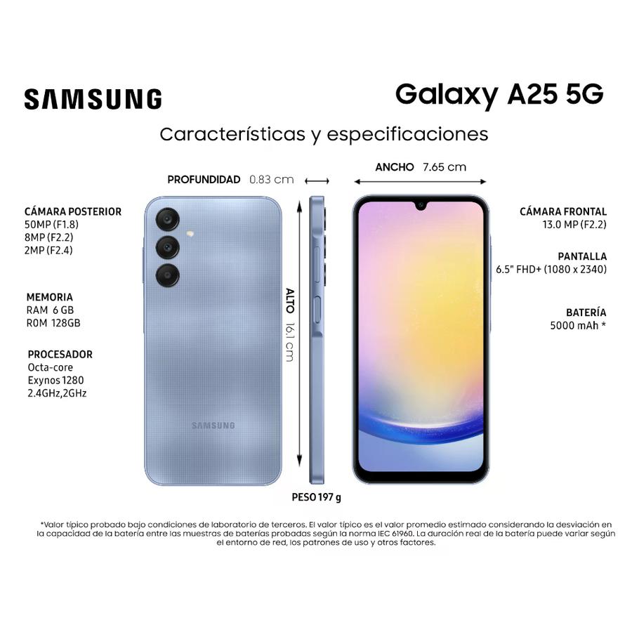 Celular Samsung A25 5G 128 GB Liberado Azul