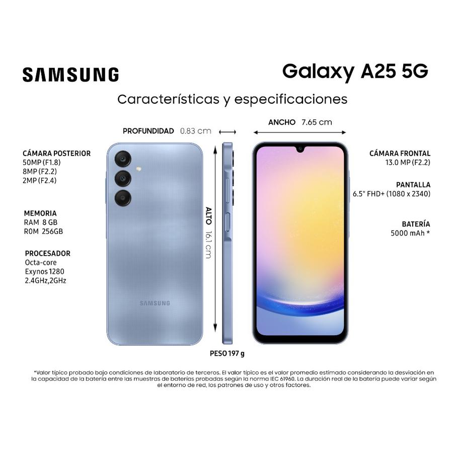 Celular Samsung A25 5G 256GB Liberado Azul