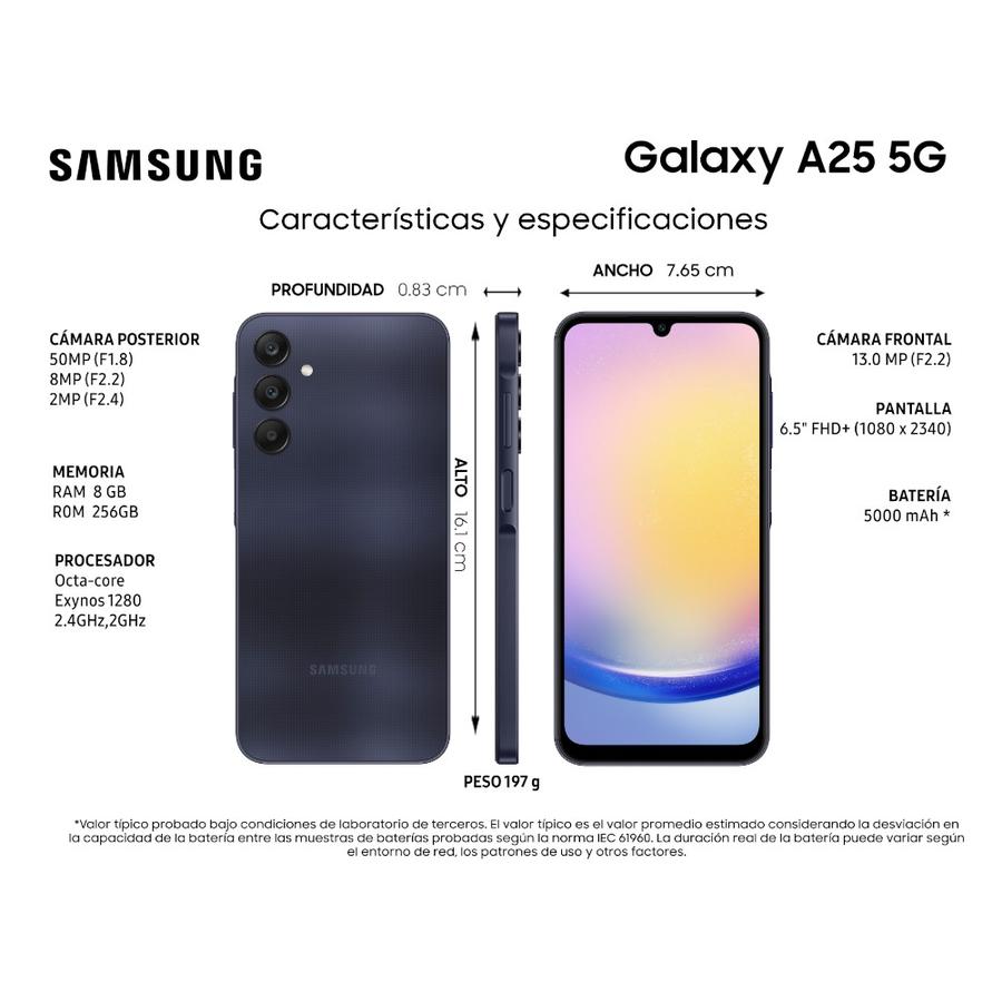 Celular Samsung A25 5G 256GB Negro Liberado