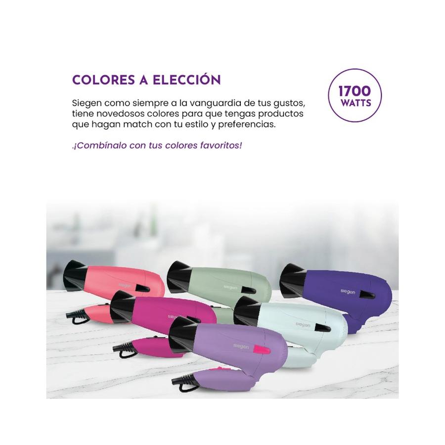 Secador de Pelo Siegen Lets Go Travel 1700W Fucsia