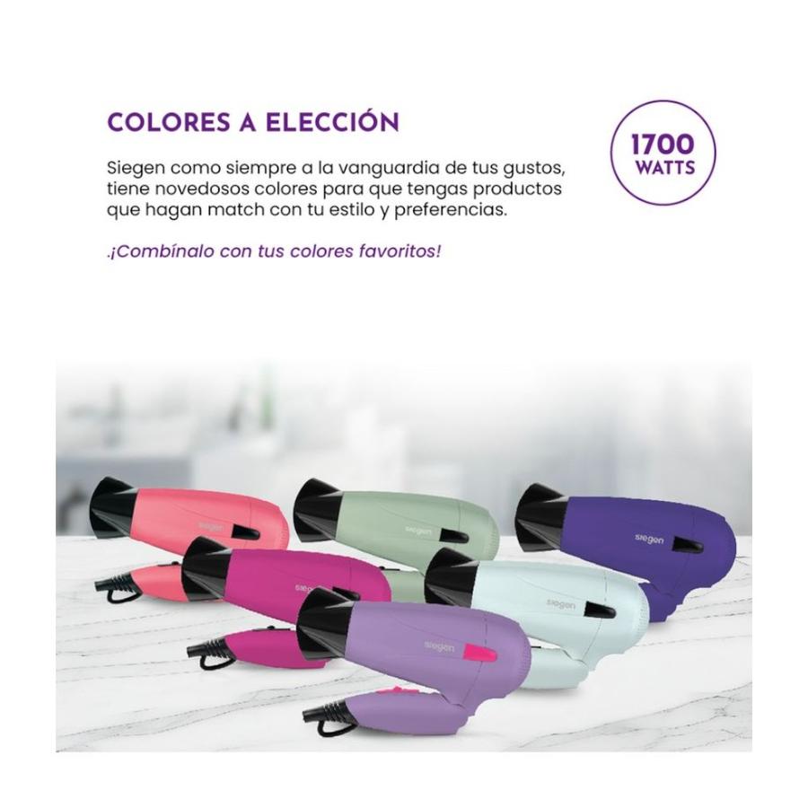 Secador de Pelo Siegen Lets Go Travel 1700W Lila