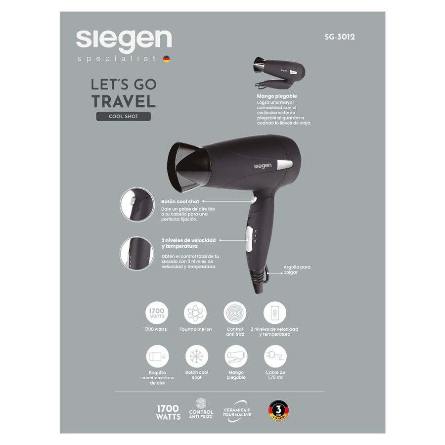 Secador De Pelo Siegen SG-3012 Negro