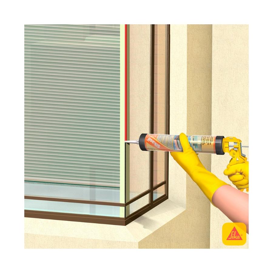 Silicona Acético Vidrios Sika Sikasil 280Ml Transparente