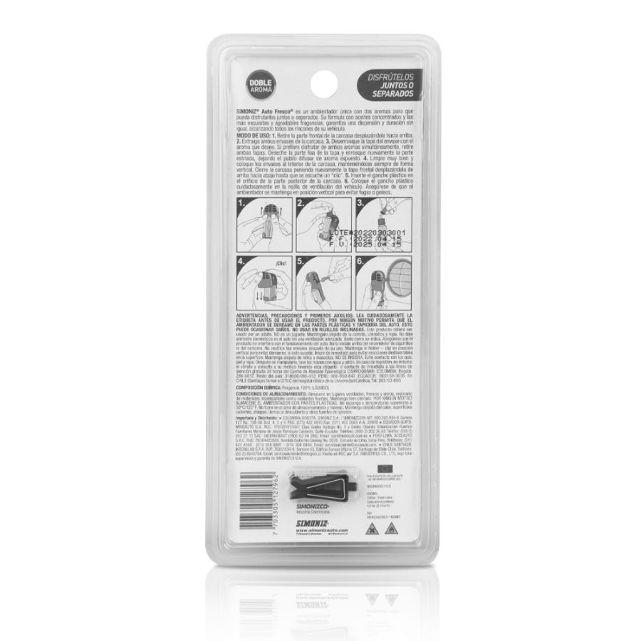 Ambientador Líquido Dúo Auto Fresco Fresa y Vainilla 4,5ml