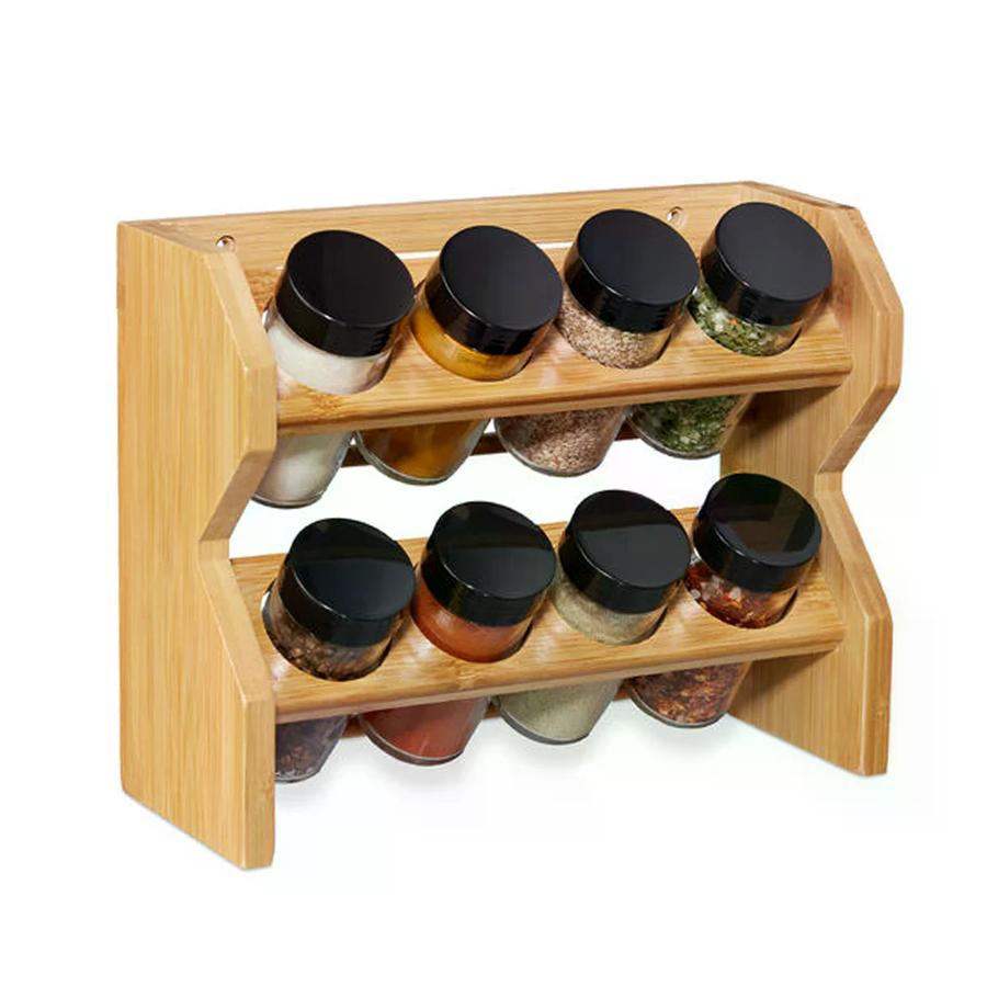 Especiero Condimentos De Madera 8 Frascos Vidrio Simplit