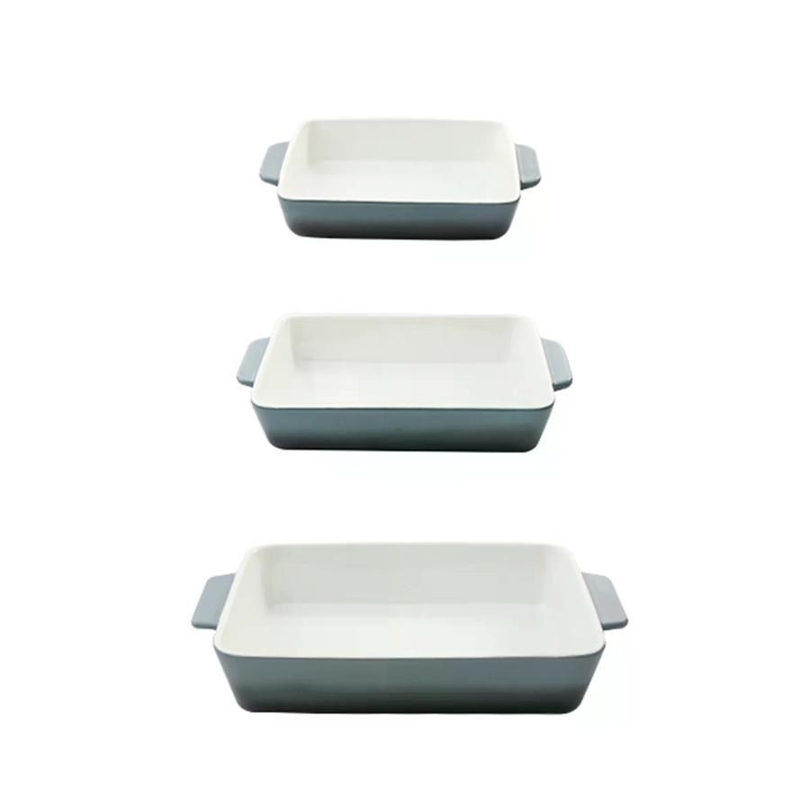 Set 3 Fuentes De Cerámica Para Horno Celeste Simplit