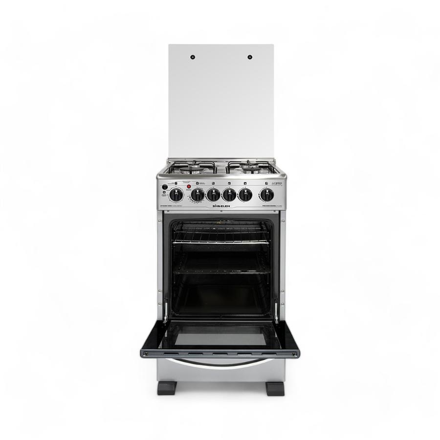 Cocina A Gas Hibrida Sindelen CH-540NI 4 Quemadores Plateado