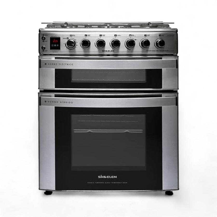 Cocina Sindelen 5 Quemadores Doble Horno Híbrido Inox