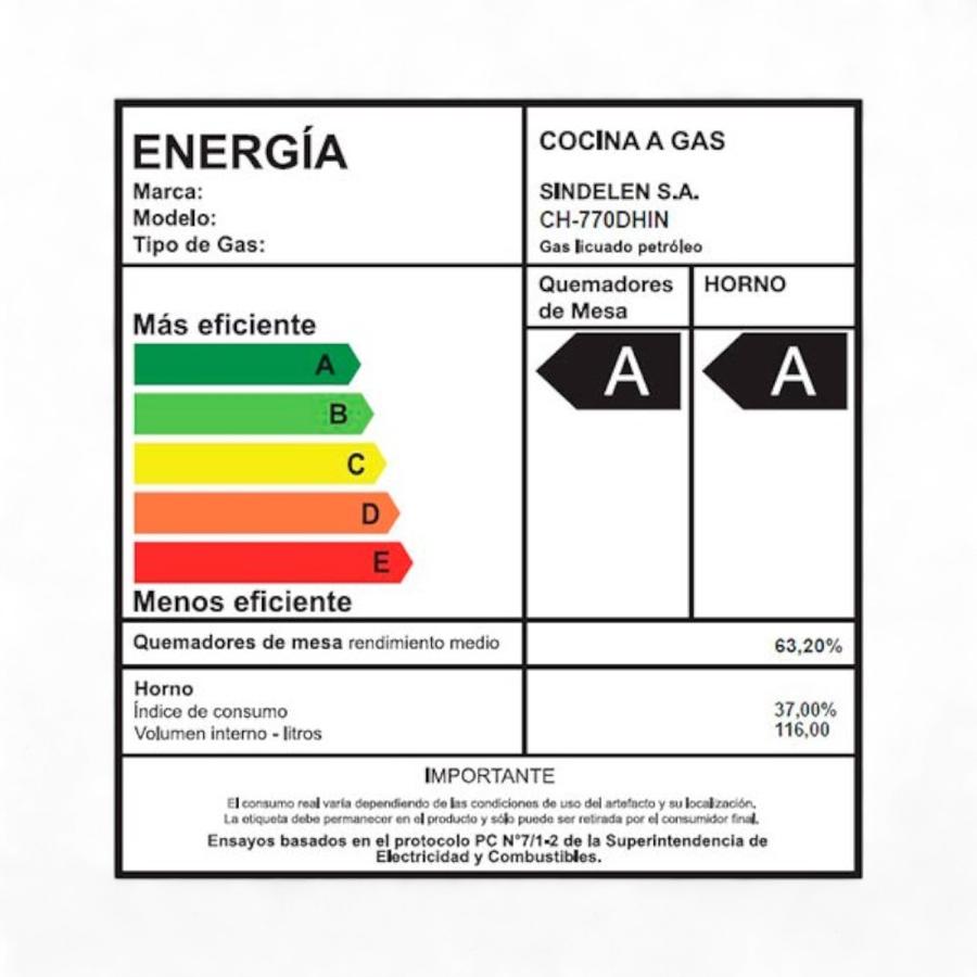 Cocina Sindelen 5 Quemadores Doble Horno Híbrido Inox