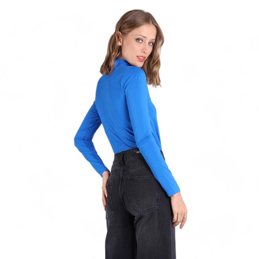 Polera Cuello Alto Mujer Soviet Azul