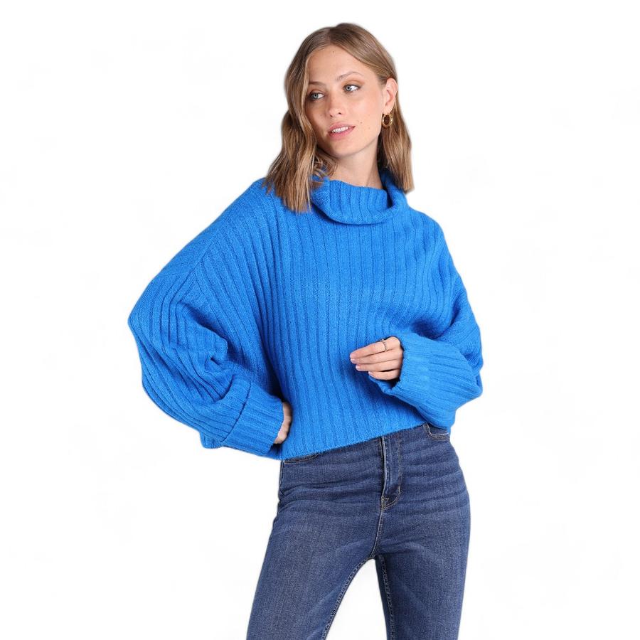 Sweater Oversize Cuello Alto Mujer Soviet Azul