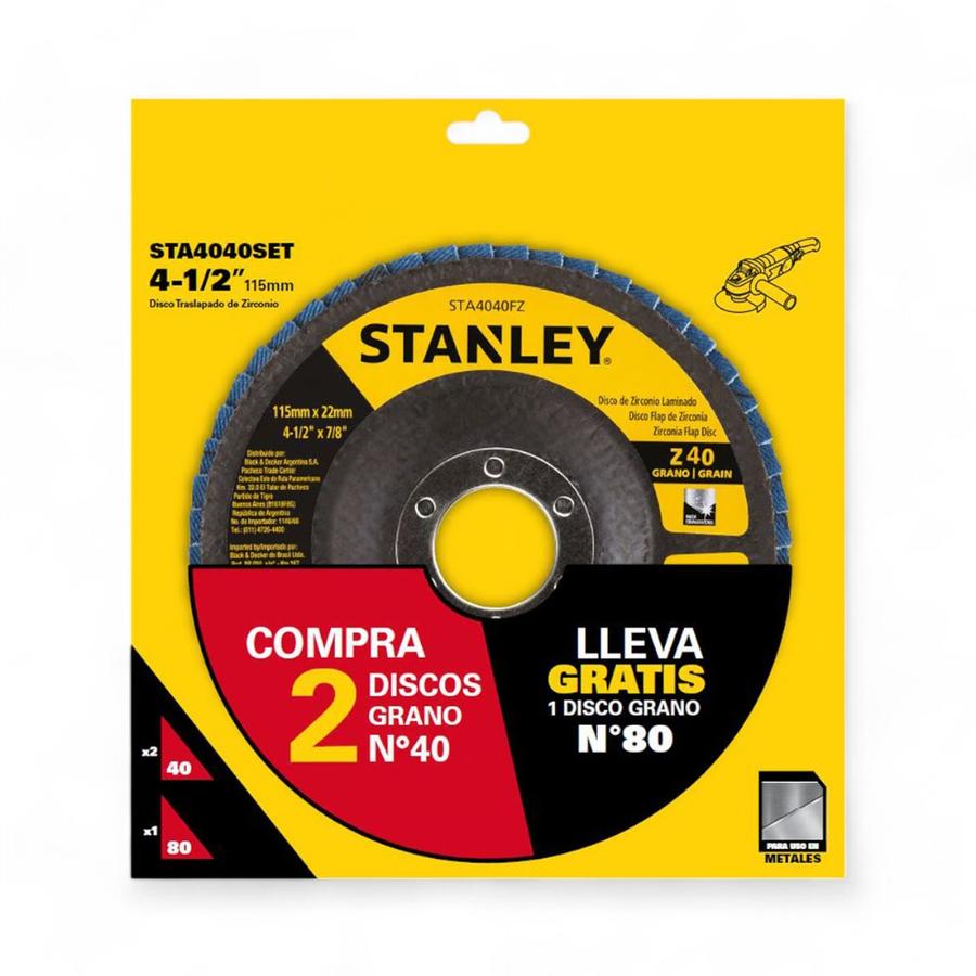 Set 2 Discos Flap Zirconio Stanley Z40 + 1 Disco Z80