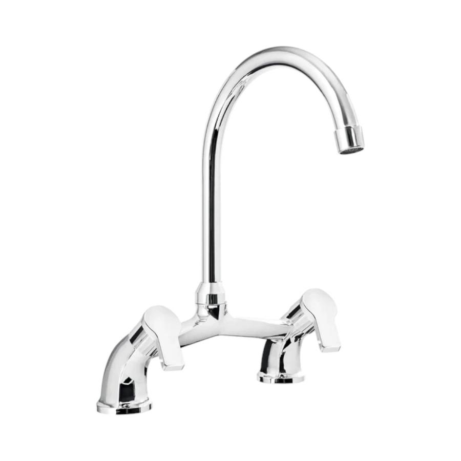 Grifo Doble Comando Stretto Bogen Acero Inoxidable