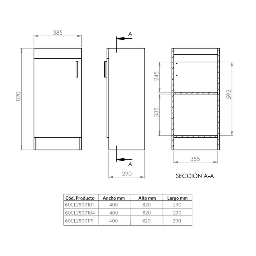 Kit Mueble Claire + Cubierta 40X89,5Cm Rústico