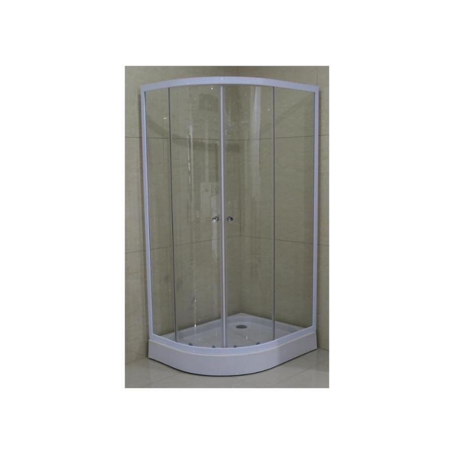 Shower Door 80x100x195cm Blanco-Semi Redondo-Aluminio (Esquina der.)