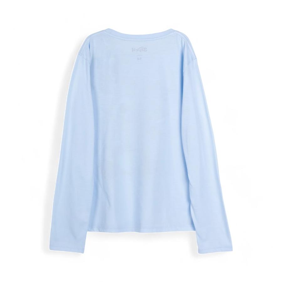 Polera Niñas TBC Lilo & Stitch Sentado Manga Larga Celeste