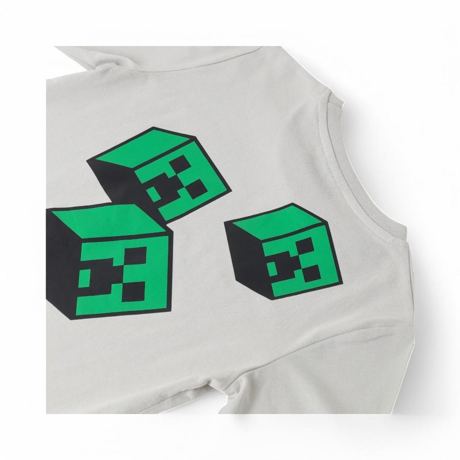 Polera Infantil TBC Minecraft Creepers Back Gris