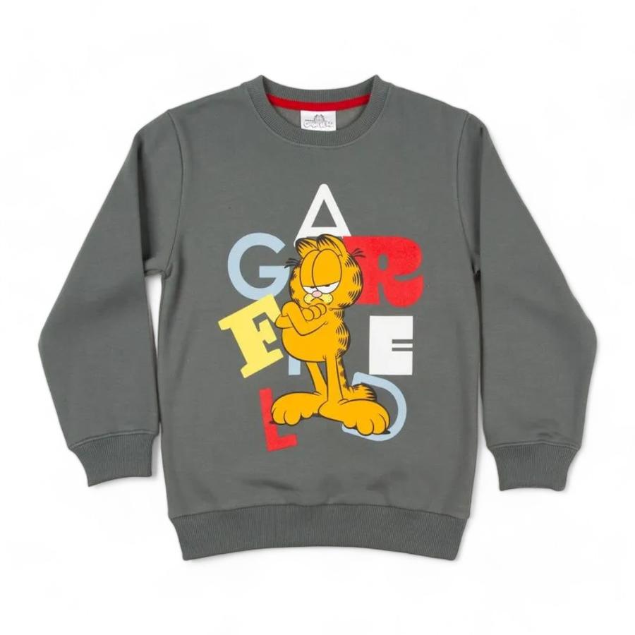 Poleron Cerrado Angry Garfield Niño TBC Gris