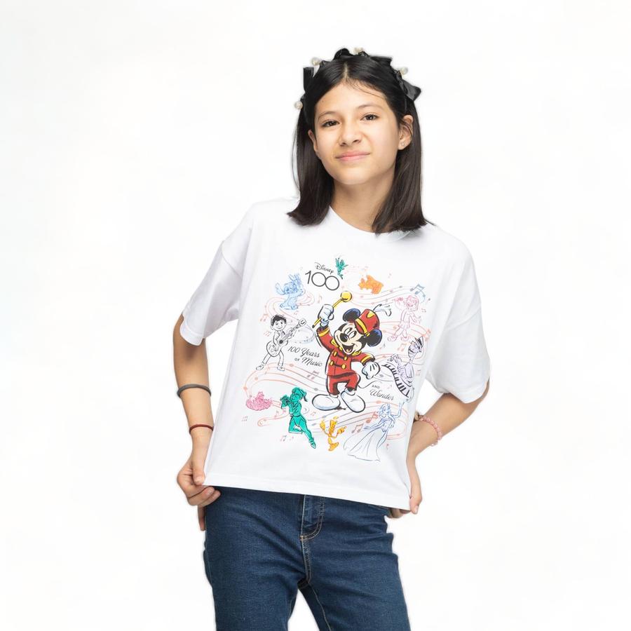 Polera Niña Disney 100 Años Wonder Blanco