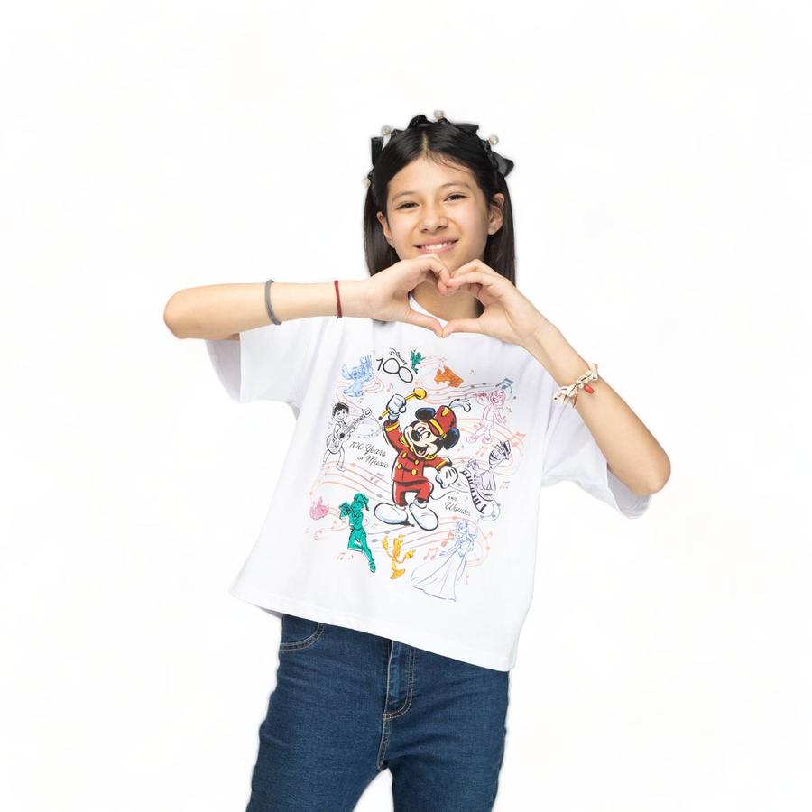 Polera Niña Disney 100 Años Wonder Blanco