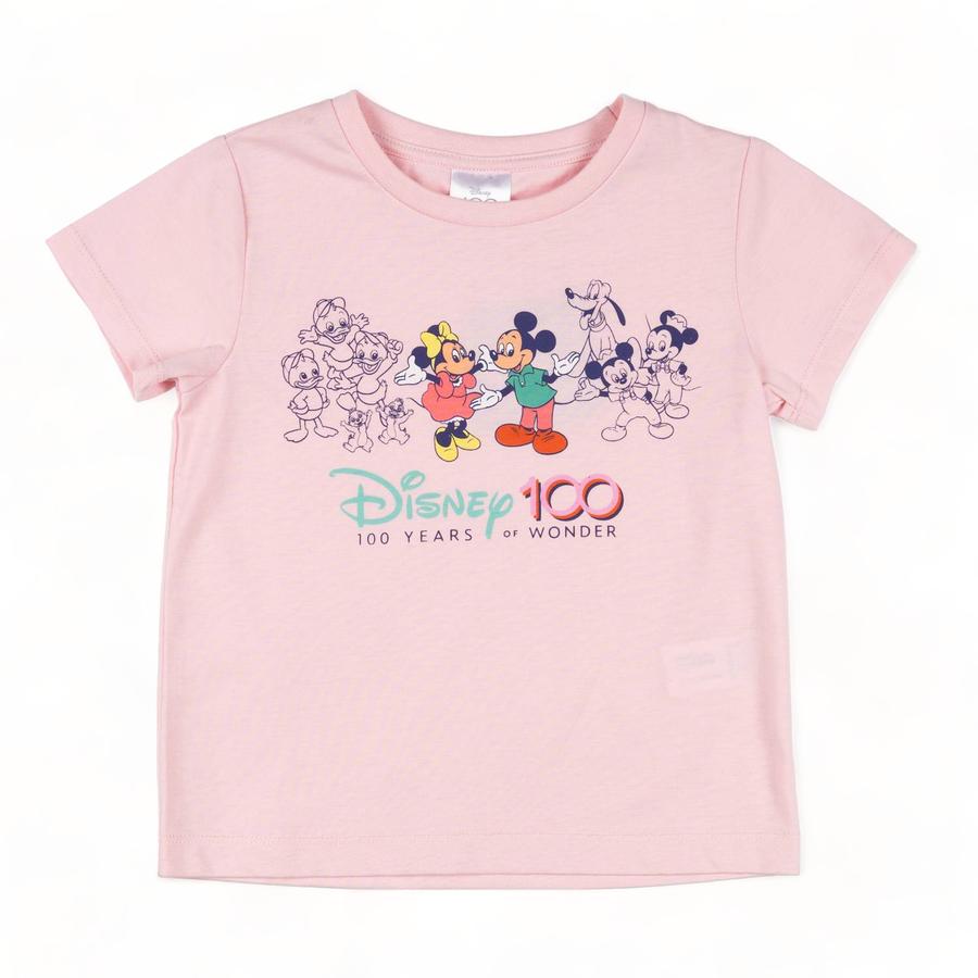 Polera Niña Disney 100 Años Minnie & Mickey Rosa