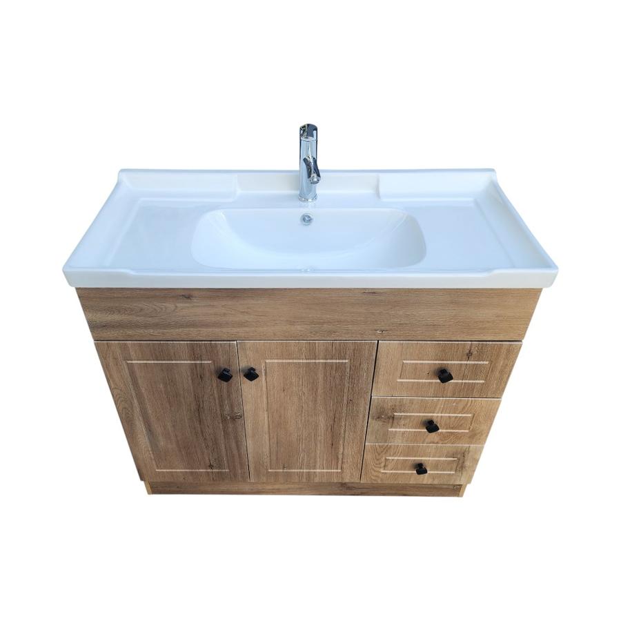 Mueble Vanotorio Completo Diseño a Piso de PVC Marrón