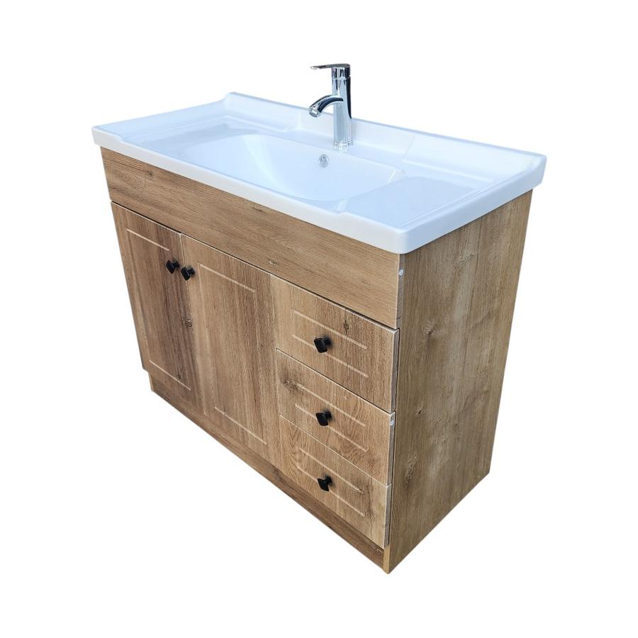 Mueble Vanotorio Completo Diseño a Piso de PVC Marrón