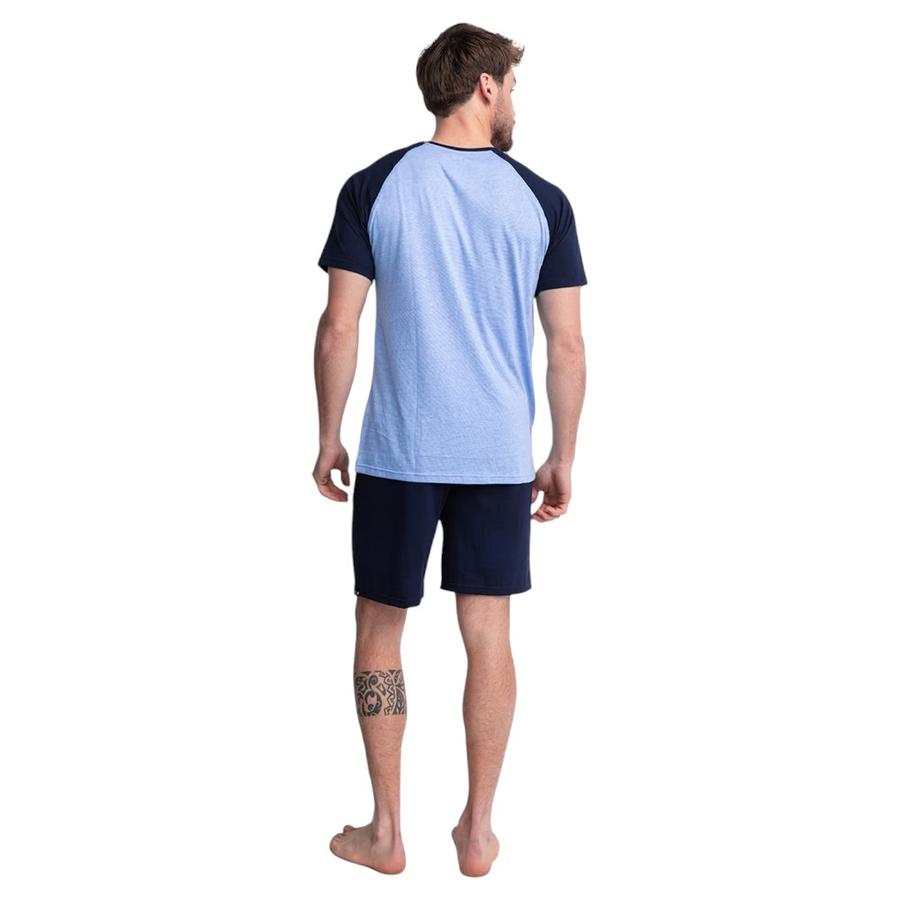 Pijama Algodón Manga Corta Hombre TOP Celeste