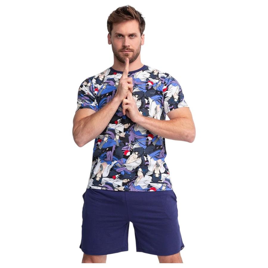 Pijama Algodón Manga Corta Naruto Hombre TOP Multicolor