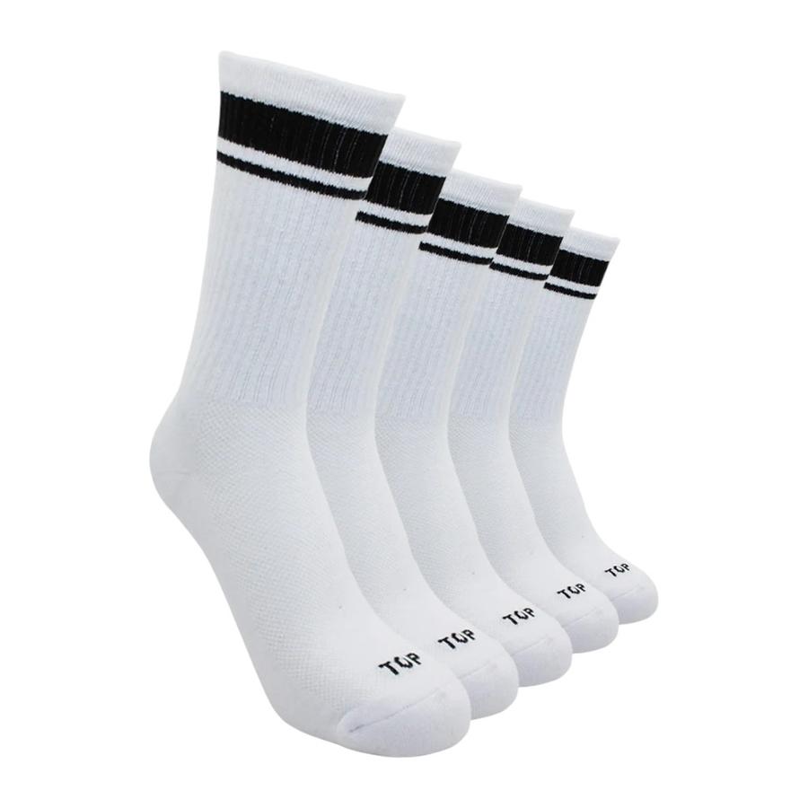 Pack 5 C5 Calcetines Deportivos Largo Hombre TOP Blanco