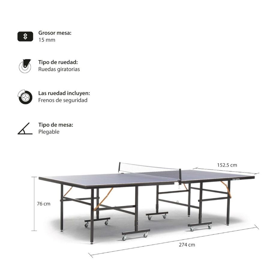 Mesa De Ping Pong Frontón M9 Elite 15 Mm