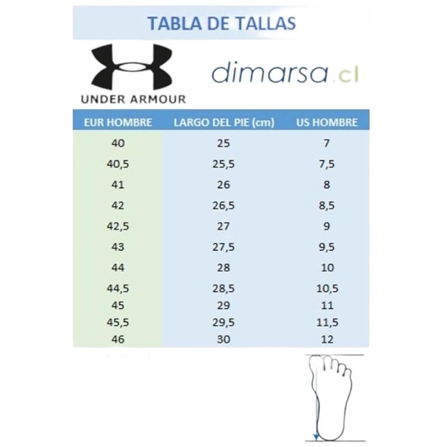 Guia de tallas zapatos under armour curry top