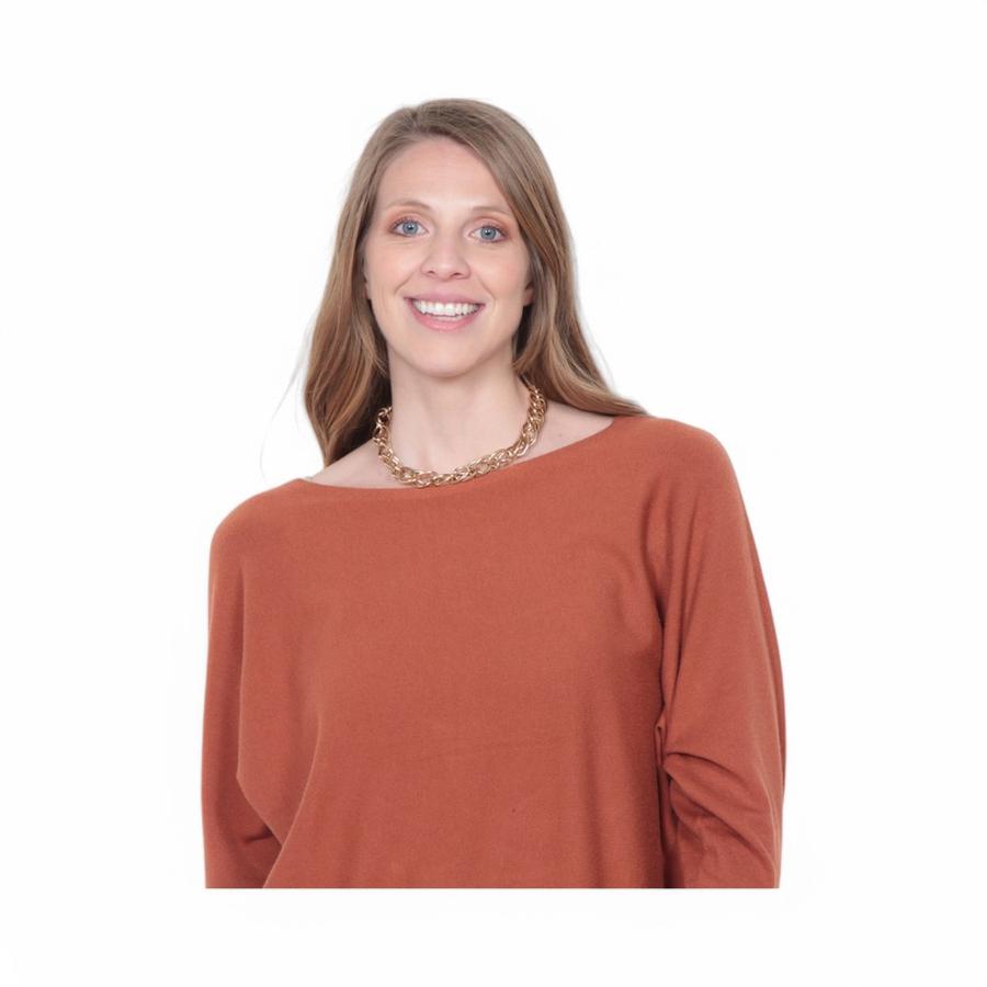 Sweater Mujer Wados 14754 Escote Redondo Naranjo Oxido