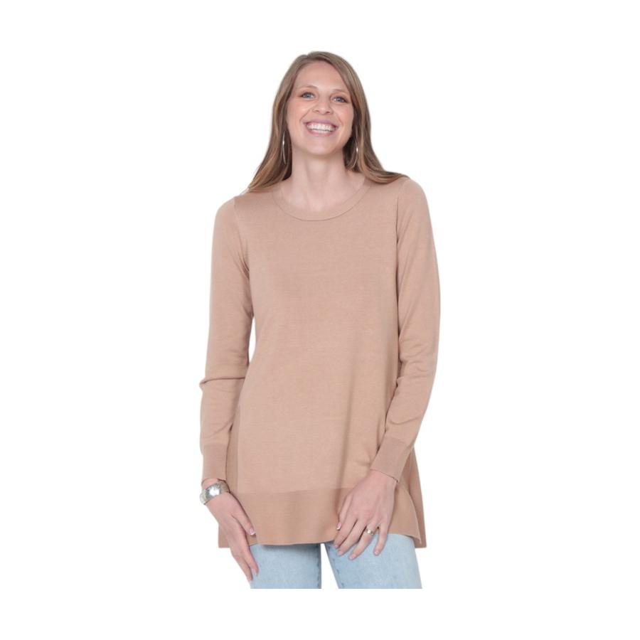 Sweater Manga Larga Wados Mujer Escote Redondo Beige