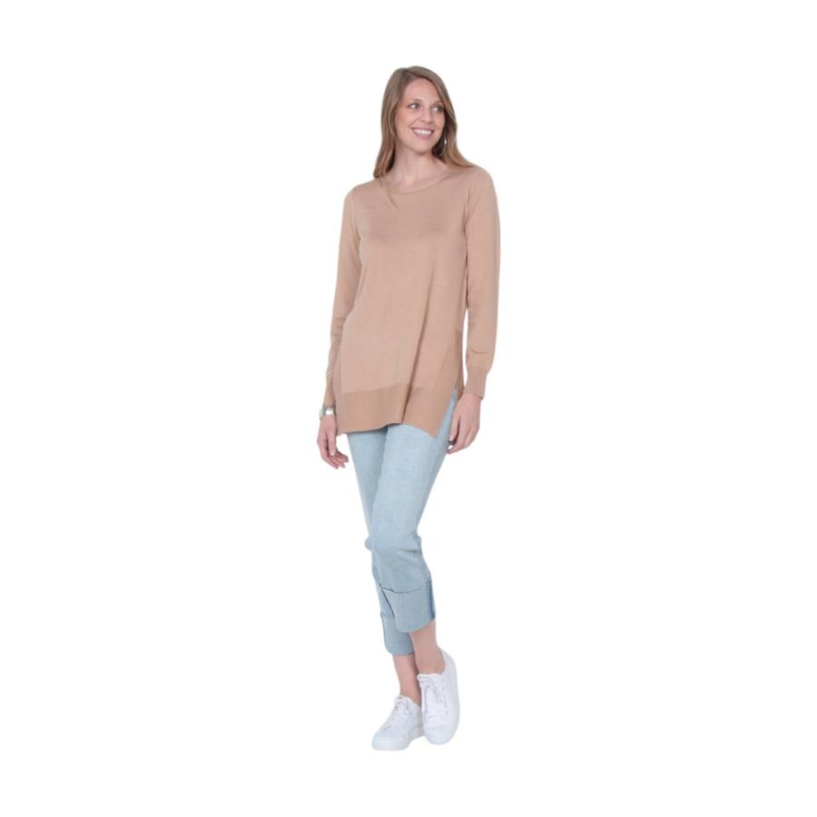 Sweater Manga Larga Wados Mujer Escote Redondo Beige