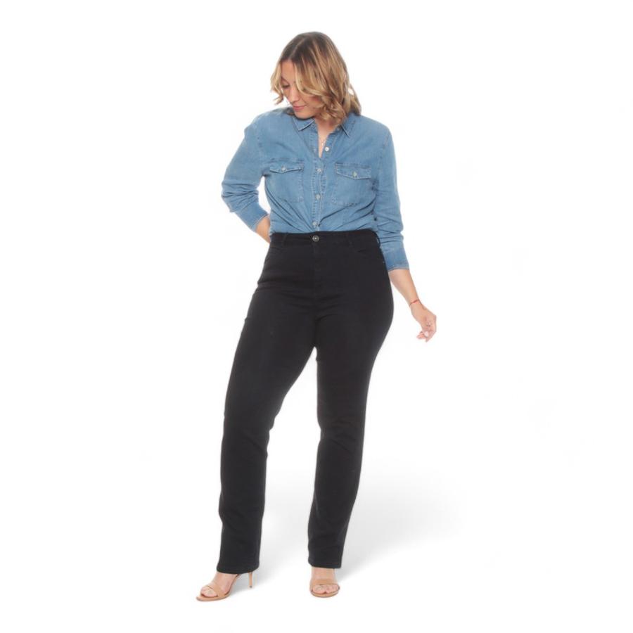 Jeans Recto Tiro Alto Mujer Wados Negro