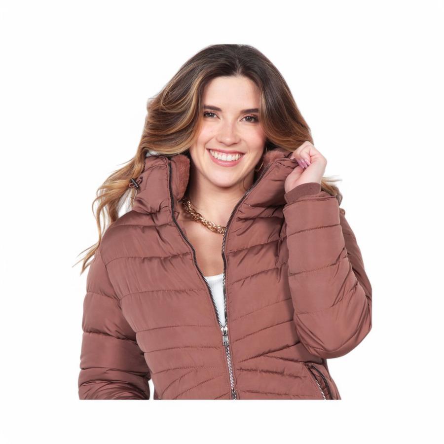 Parka Mujer Wados SN1263WA Con Gorro Full Zipper Café