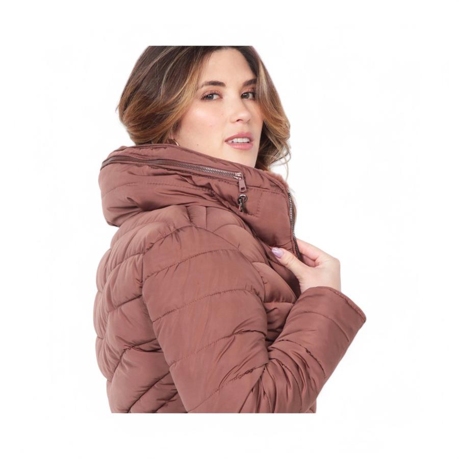 Parka Mujer Wados SN1263WA Con Gorro Full Zipper Café