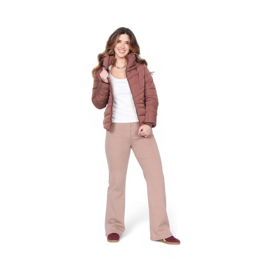 Parka Mujer Wados SN1263WA Con Gorro Full Zipper Café