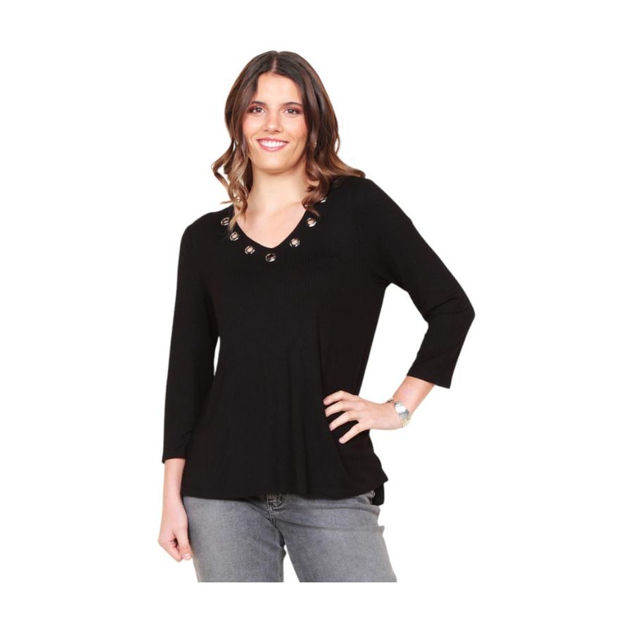 Polera Manga 3/4 Wados Mujer Negro