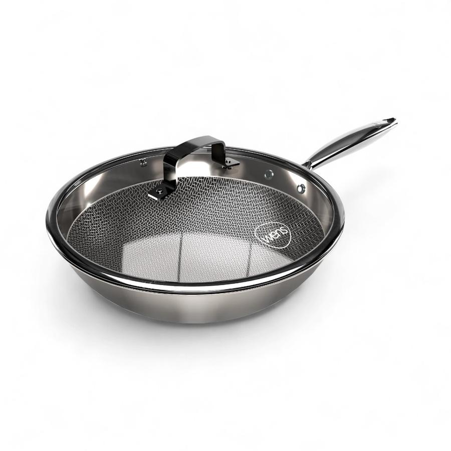 Wok Con Tapa 28 Cm Wens Honey Comb Plateado