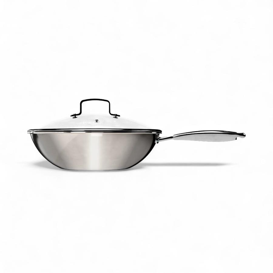 Wok Con Tapa 28 Cm Wens Honey Comb Plateado