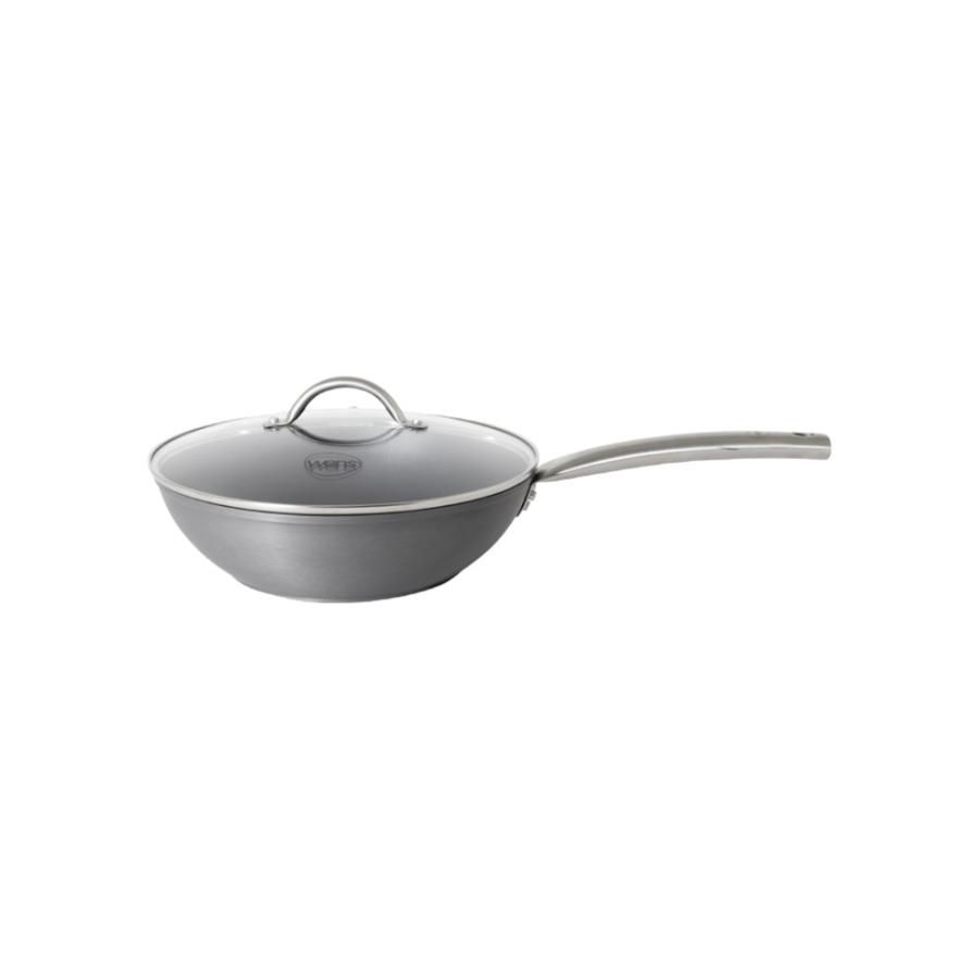 Wok Con Tapa 28 Cm Wens Hard Anodized Plateado