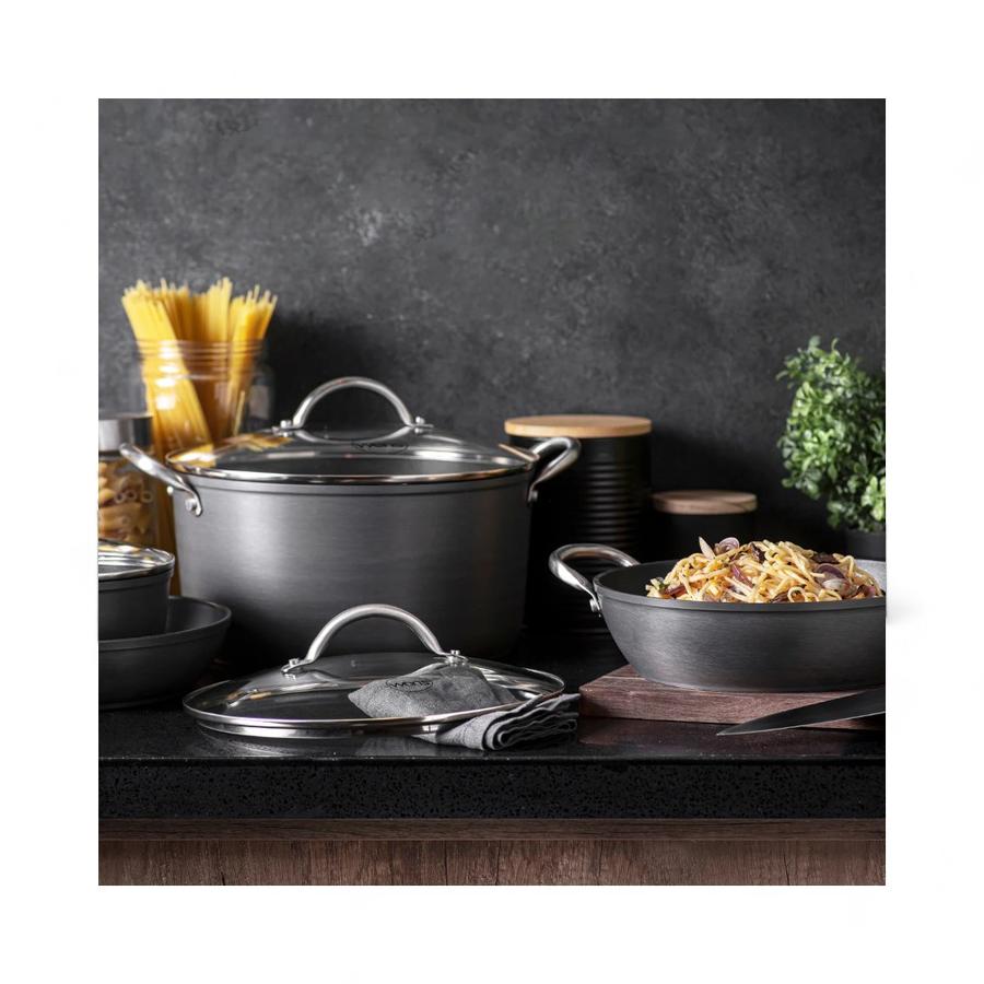 Batería Cocina Wens 7 Piezas Aluminio Forjado Hard Anonized