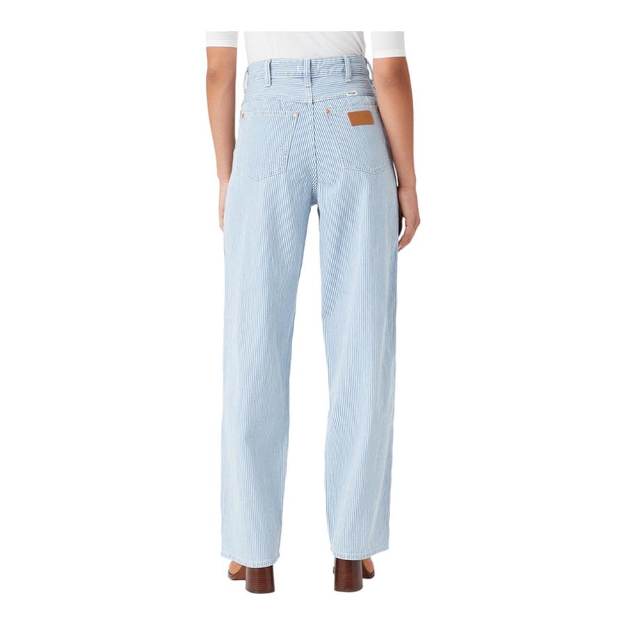 Jeans Mujer Wrangler Wide Barrel Straight Fit Celeste