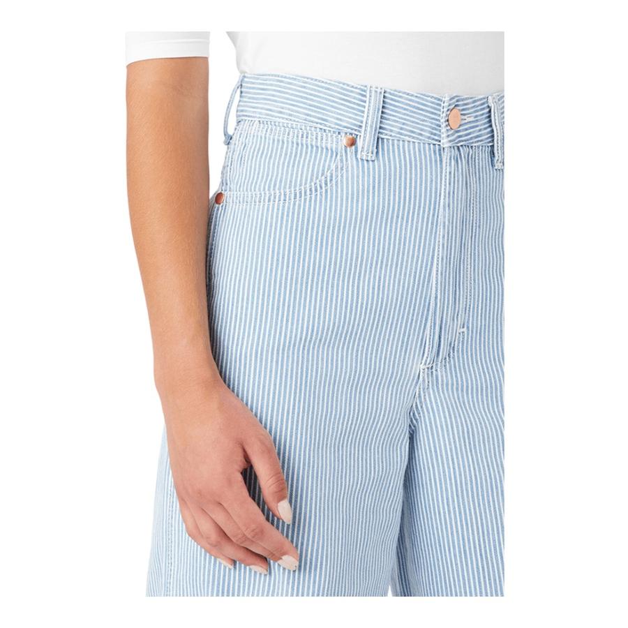 Jeans Mujer Wrangler Wide Barrel Straight Fit Celeste