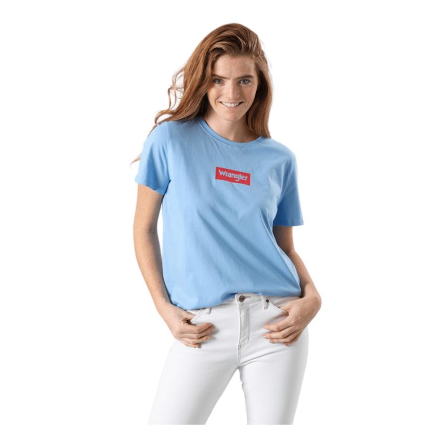 Polera Mujer Wrangler Logo Tee Della Robia Celeste