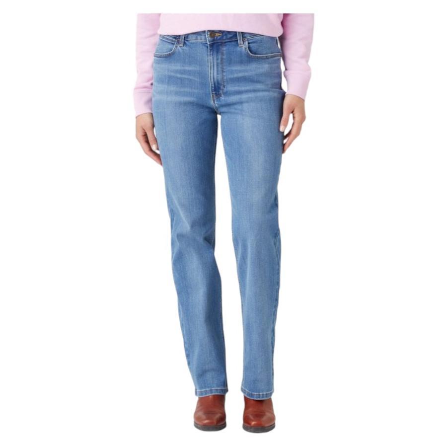 Jeans Mujer Wrangler Straight Celeste